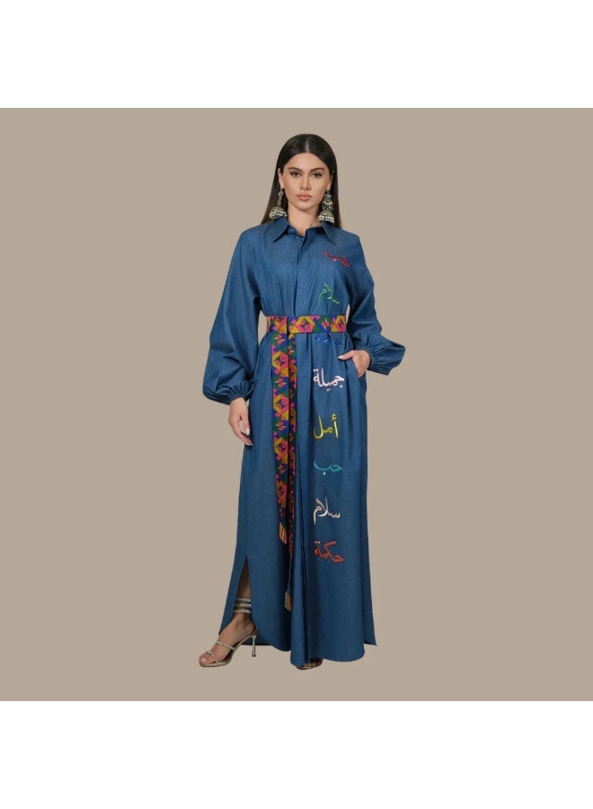QABEELA RAM25 DENIM CHAMBRAY KAFTAN - Image 1